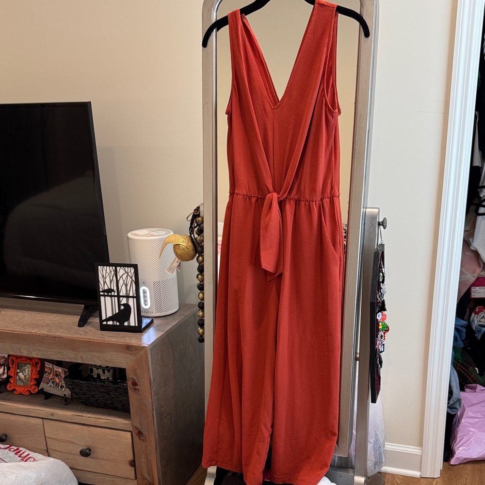 Rust Orange Sleeveless Jumpsuit